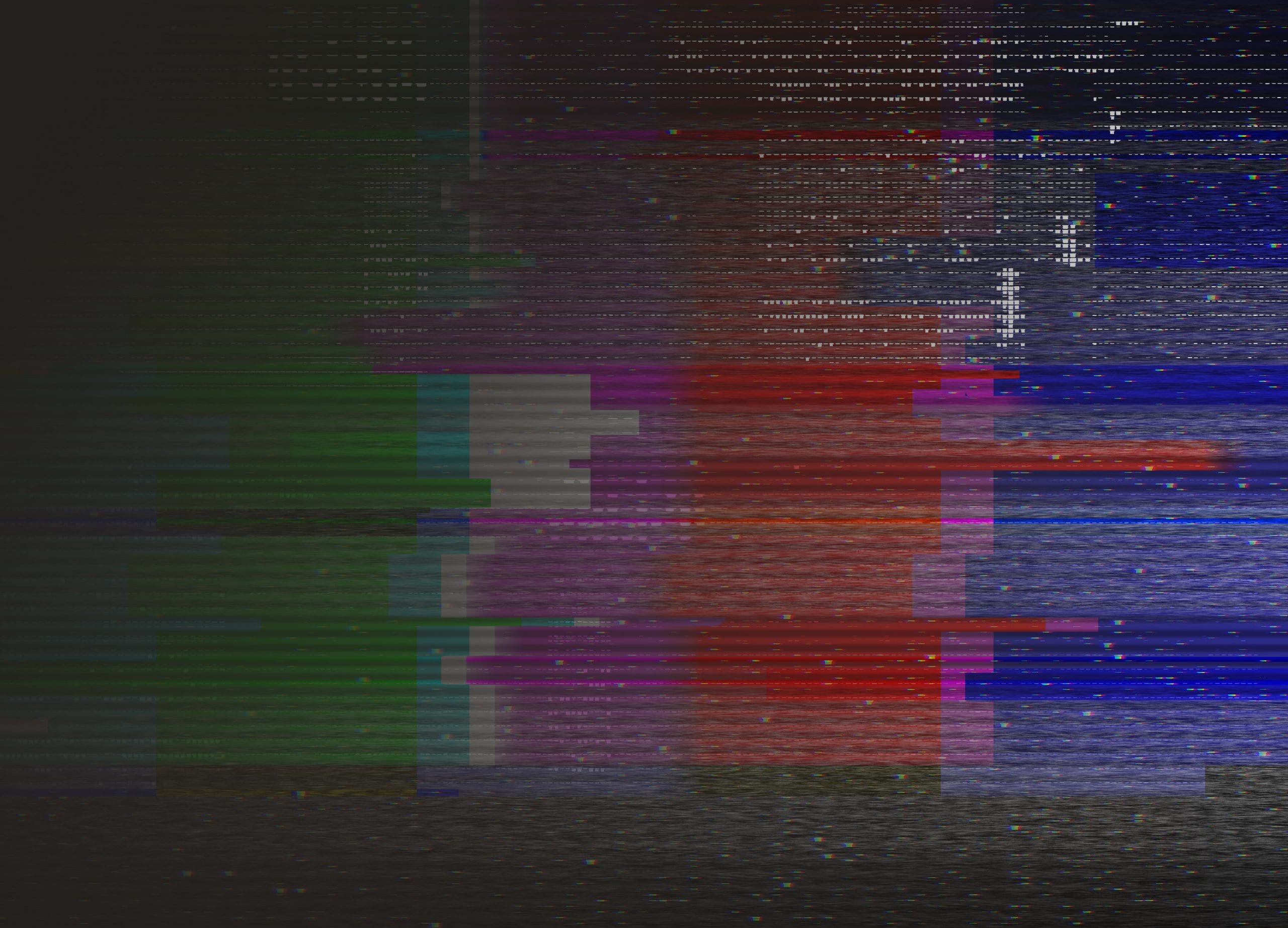 Abstract illustration of distorted tv test color bars. Glitch effect background. Conceptual image of vhs dead pixels.